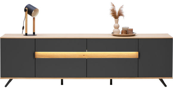 LOWBOARD  225,6/54,2/48 cm 2 Schublade(n) Typenauswahl, Beimöbel erhältlich, in verschiedenen Holzdekoren erhältlich  - Eichefarben/Anthrazit, Design, Holz/Holzwerkstoff (225,6/54,2/48cm) - Dieter Knoll