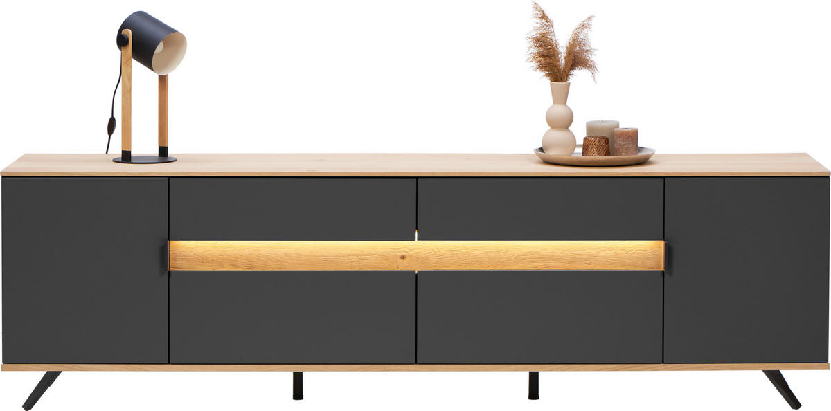 LOWBOARD  in 225,6/54,2/48 cm  - Eichefarben/Anthrazit, Design, Holz/Holzwerkstoff (225,6/54,2/48cm) - Dieter Knoll