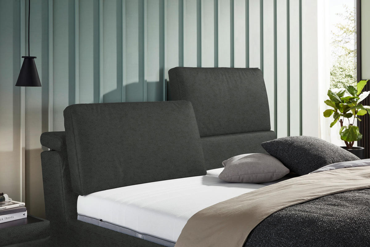 POLSTERBETT 160/200 cm  in Dunkelgrau  - Hellbraun/Dunkelgrau, Design, Holz/Textil (160/200cm) - Johann Jakob