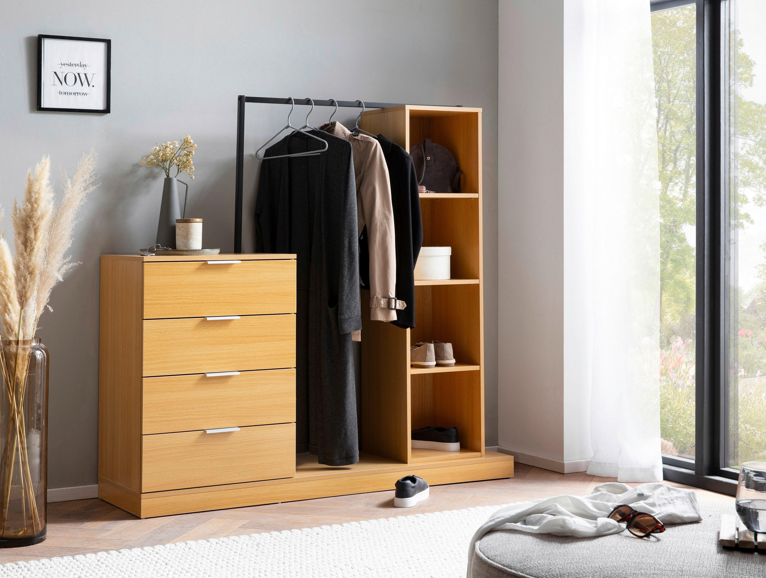 GARDEROBE  in 145/136/40 cm  - Eichefarben, Design, Holzwerkstoff (145/136/40cm) - Livetastic