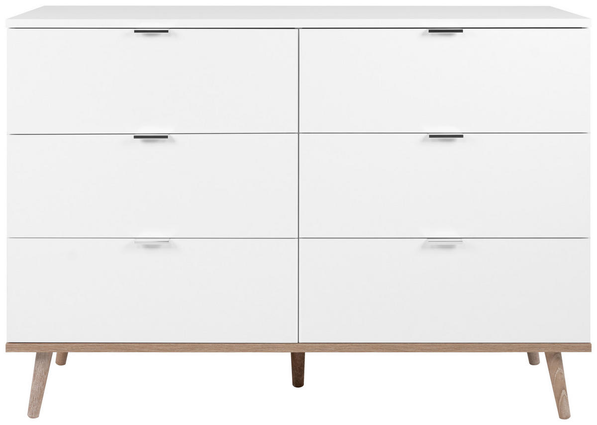 KOMMODE 120/87/40 cm Weiss, Sonoma Eiche  - Weiss/Silberfarben, Konventionell, Holz/Holzwerkstoff (120/87/40cm) - MID.YOU