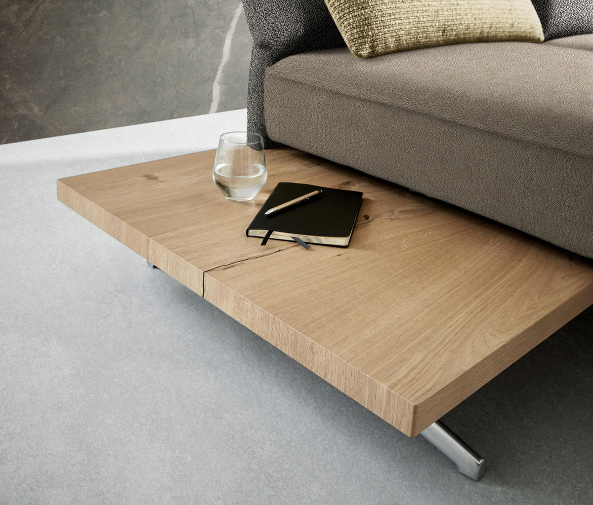 ECKSOFA in Flachgewebe Beige  - Chromfarben/Beige, Design, Holz/Textil (240/132cm) - Koinor