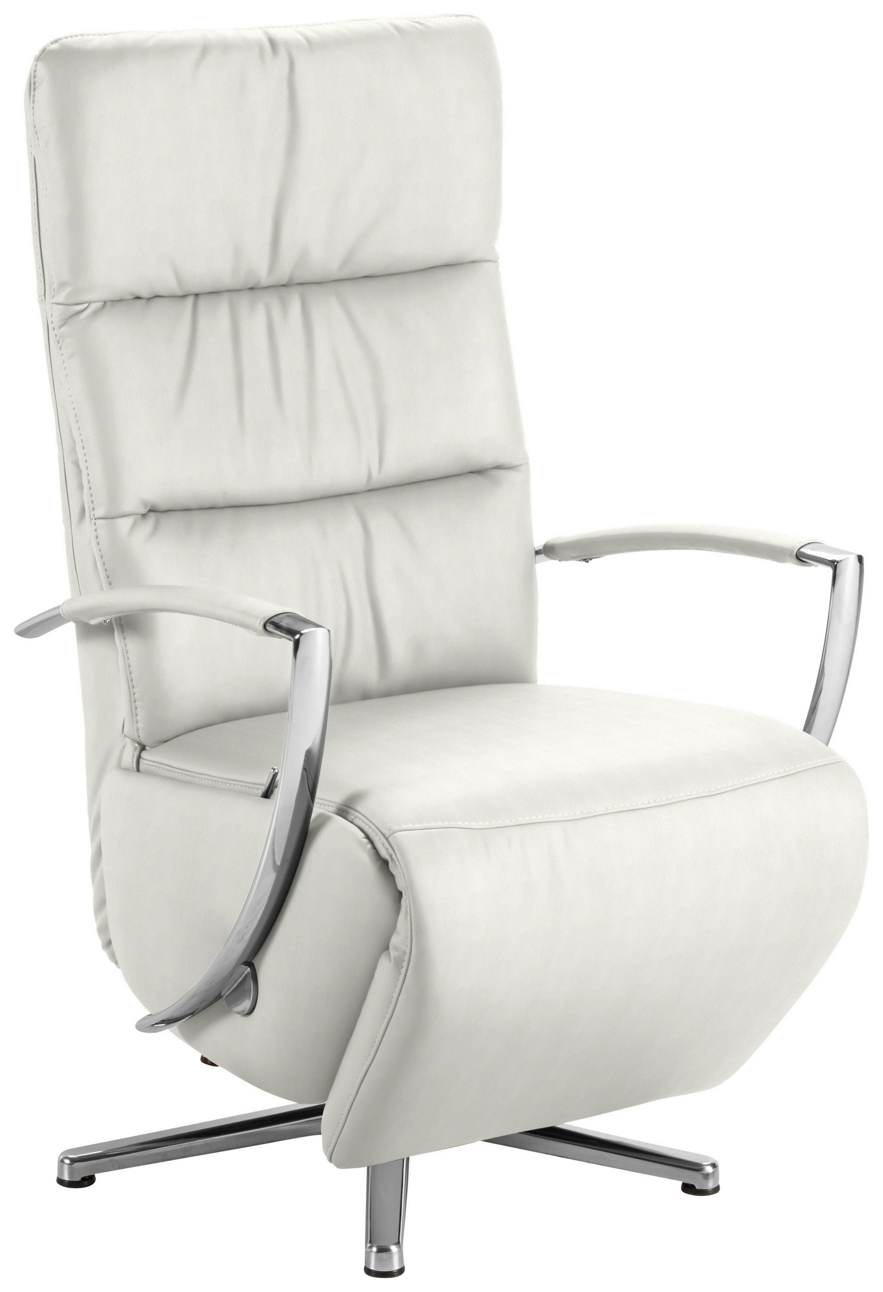 RELAXSESSEL in Leder Weiss  - Chromfarben/Weiss, Design, Leder/Metall (64/112/80cm) - Cantus