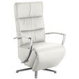 RELAXSESSEL in Leder Weiß  - Chromfarben/Weiß, Design, Leder/Metall (64/112/80cm) - Cantus