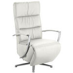 RELAXSESSEL in Leder Weiß  - Chromfarben/Weiß, Design, Leder/Metall (64/112/80cm) - Cantus