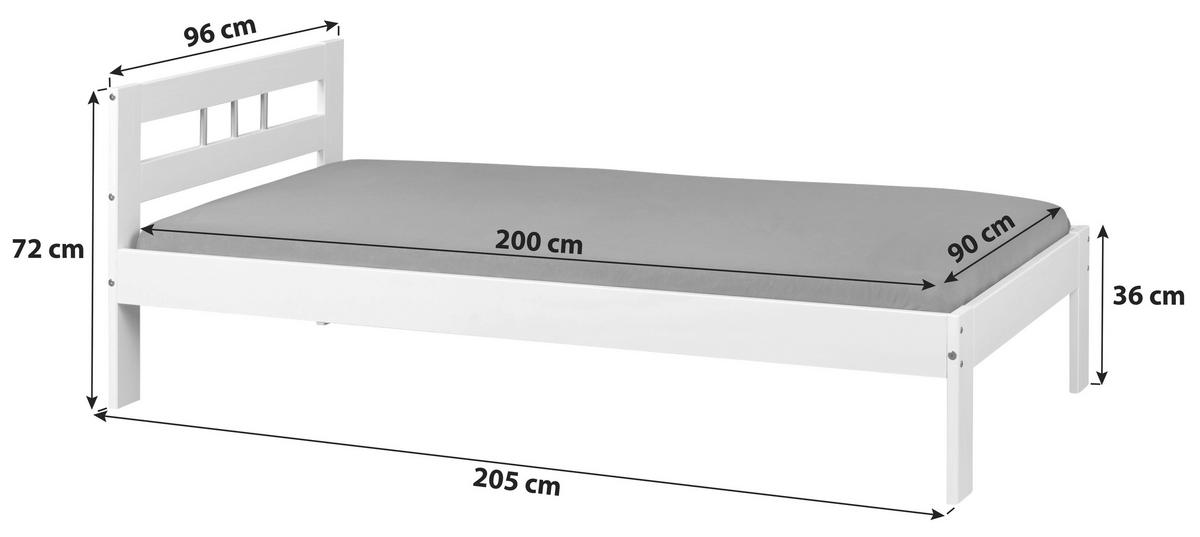 BETT 90/200 cm  in Weiss   - Weiss, Konventionell, Holz (90/200cm) - MID.YOU
