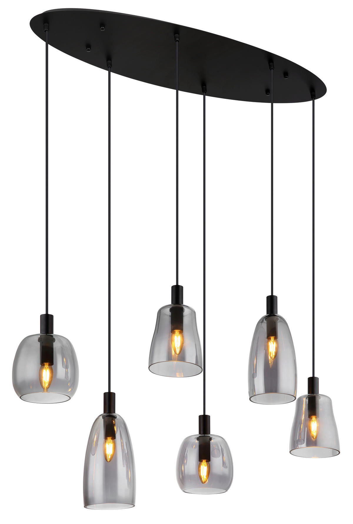 HÄNGELEUCHTE 97/32,5/130 cm   - Schwarz, Design, Glas/Metall (97/32,5/130cm) - Globo