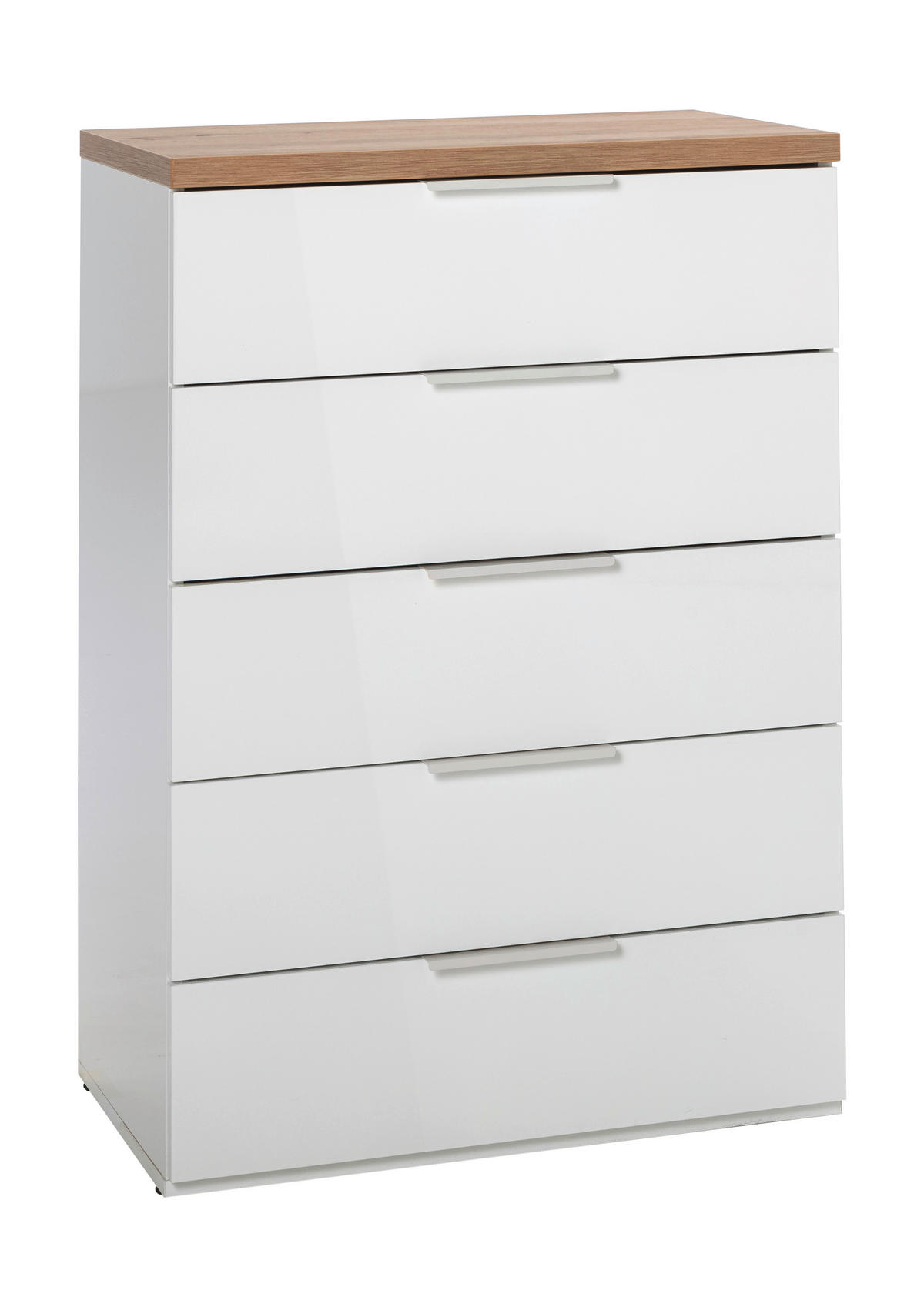 KOMODA, dub artisan, vysoce lesklá bílá, 69/101/44 cm - bílá/černá, Basics, kov/kompozitní dřevo (69/101/44cm) - Carryhome