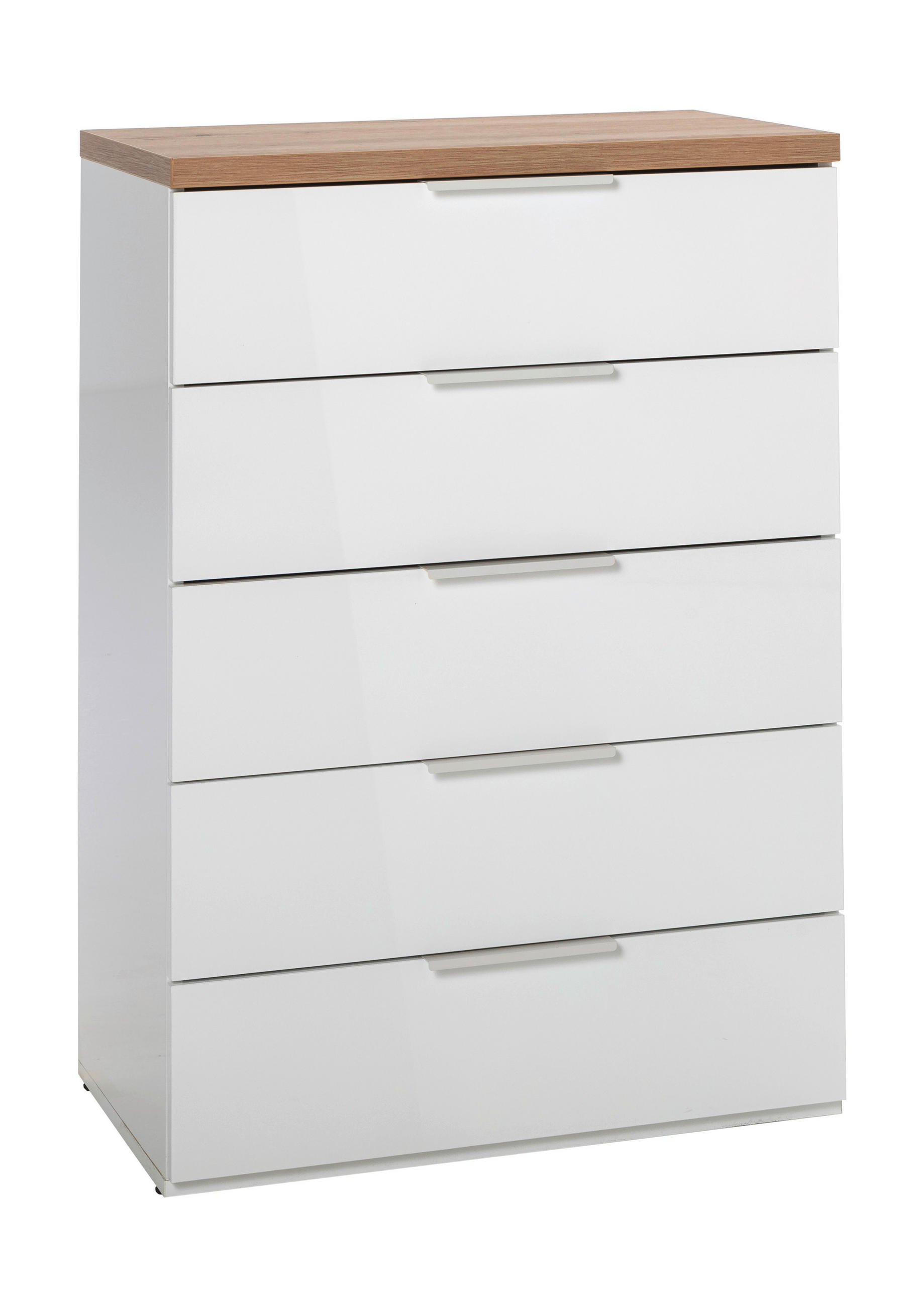 Thumbnail - Carryhome Kommode, Eiche Artisan, Weiß Hochglanz, Metall, 5 Schubladen, 69x101x44 cm, FSC Mix, Typenauswahl, Beimöbel er...