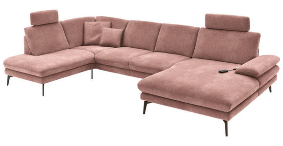 WOHNLANDSCHAFT in Velours Flieder - Flieder/Schwarz, Design, Textil/Metall (208/344/180cm) - Dieter Knoll