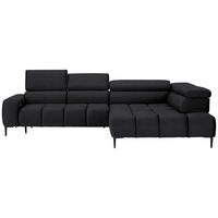 ECKSOFA Dunkelgrau Samt, Webstoff  - Dunkelgrau/Schwarz, Design, Textil/Metall (300/216cm) - Welnova
