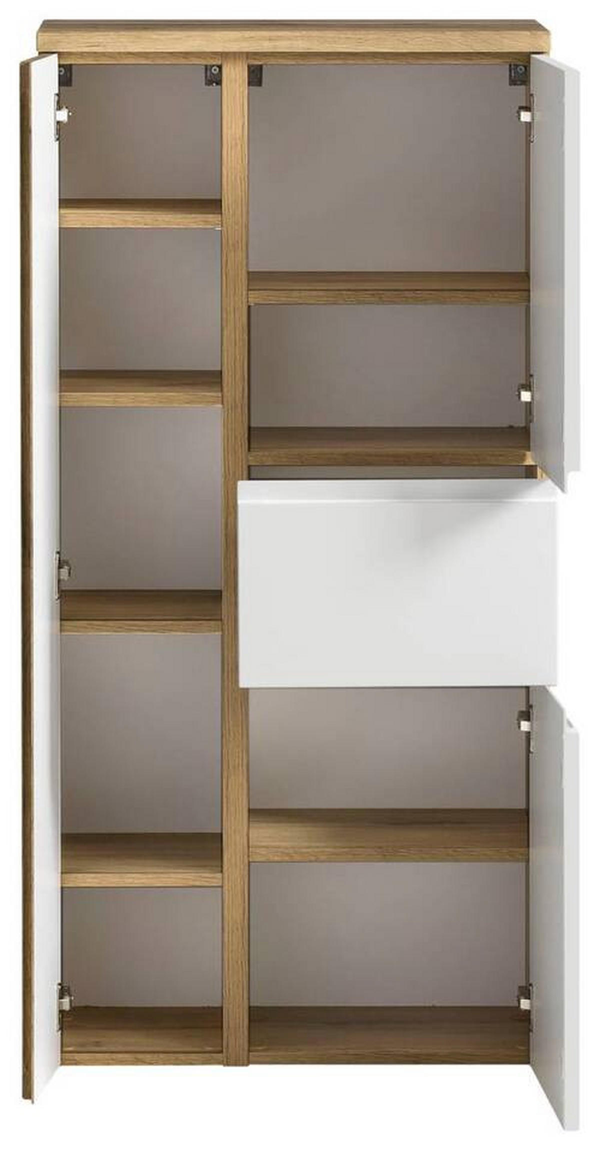 MIDISCHRANK 65/130/35 cm  - Weiss/Eiche Wotan, Modern, Holzwerkstoff/Kunststoff (65/130/35cm) - Held