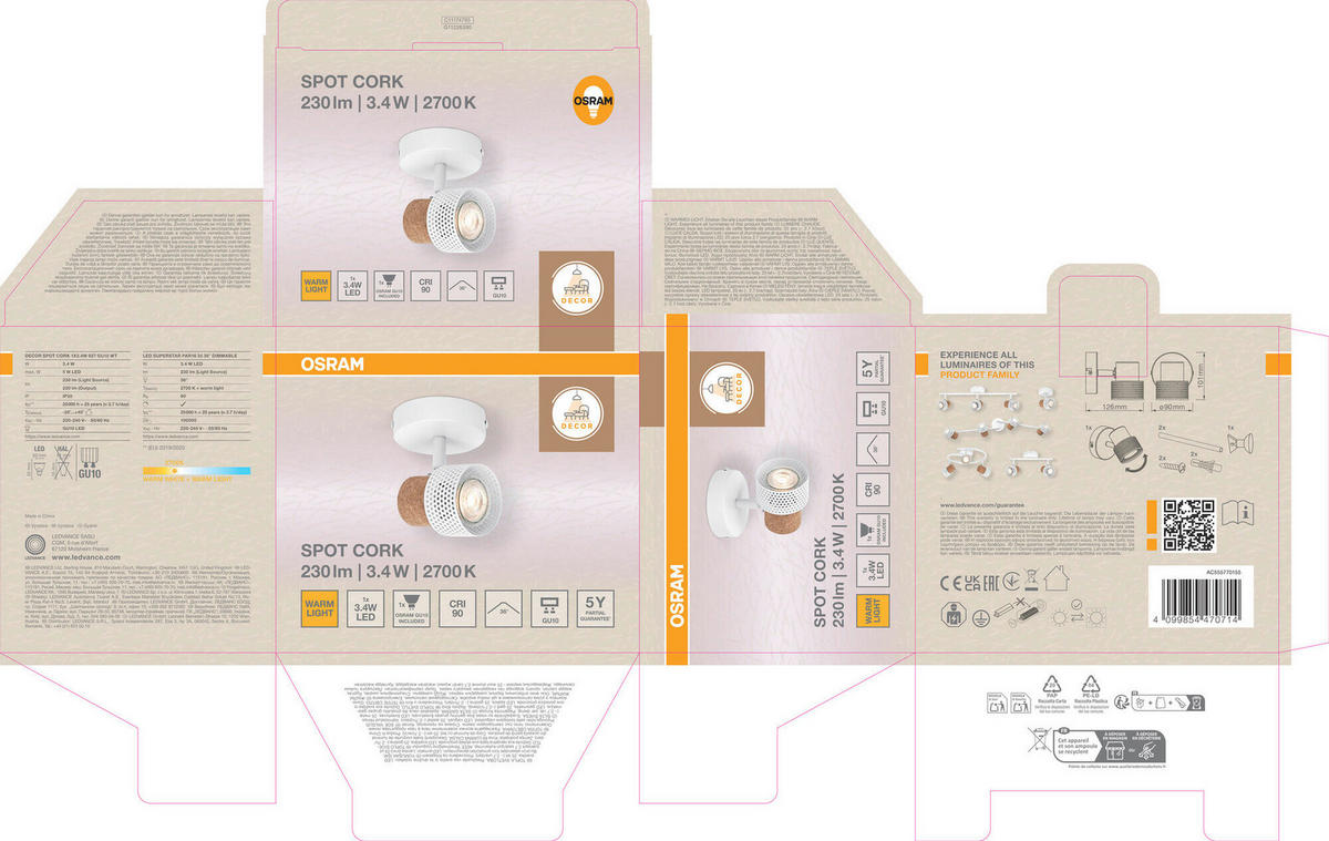 LED-STRAHLER 9/12,6/10,1 cm   - Weiß, Basics, Holz/Metall (9/12,6/10,1cm) - Osram