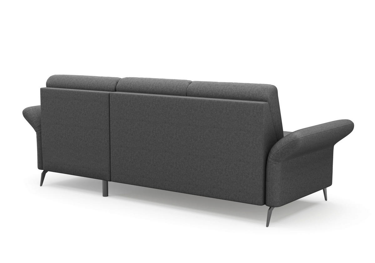ECKSOFA ROCHELLE E Dunkelgrau Flachgewebe  - Dunkelgrau/Schwarz, KONVENTIONELL, Textil/Metall (251/164cm) - Sit & More