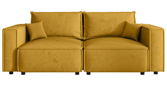 SOFA Webstoff Senfgelb  - Senfgelb/Schwarz, MODERN, Kunststoff/Textil (250/70/104cm) - Xora