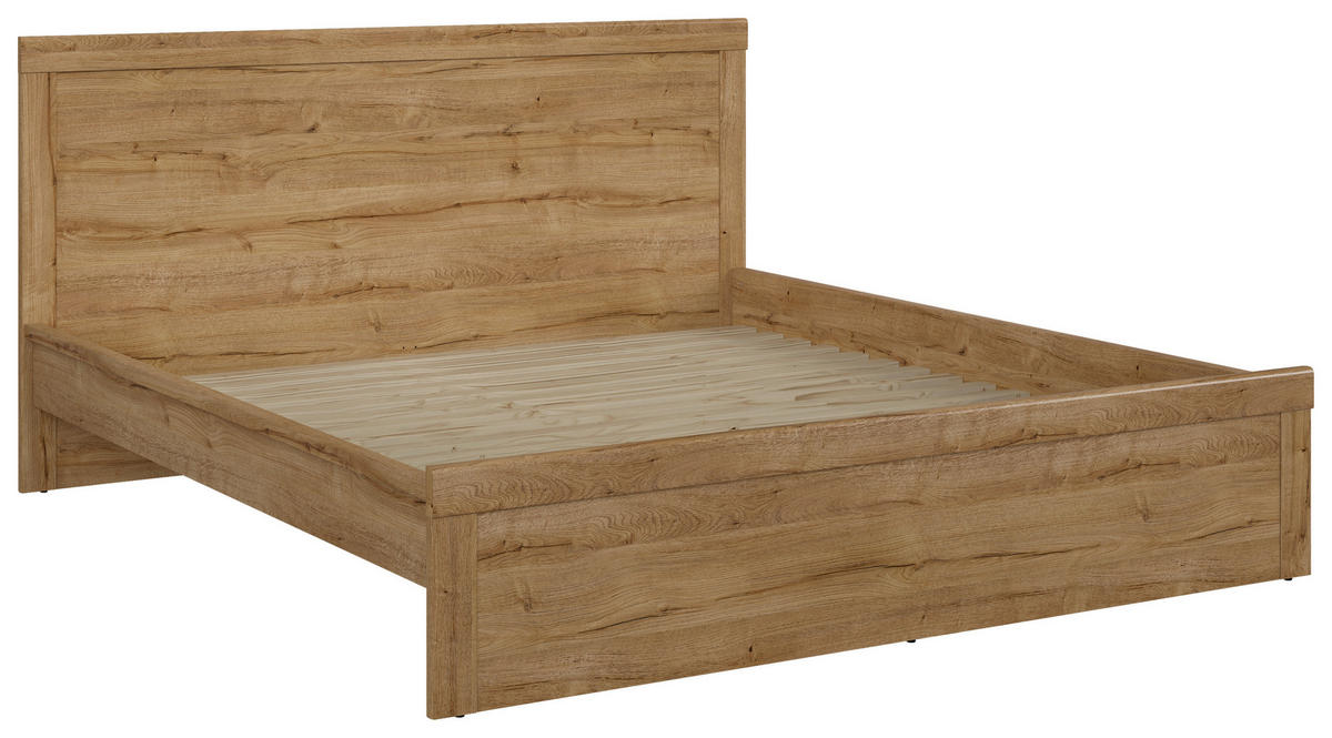 POSTELJA 180 cm   x 200 cm  , leseni material barve hrasta  - črna/barve hrasta, Moderno, umetna masa/leseni material (180/200cm) - MID.YOU