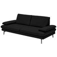 3-SITZER-SOFA in Leder Schwarz  - Schwarz, Design, Leder/Metall (222/86/104cm) - Dieter Knoll