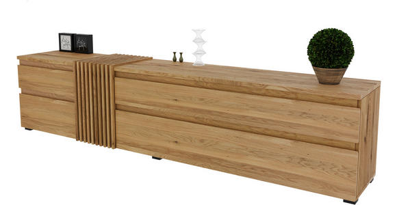 LOWBOARD  248,8/55,3/44 cm 2 Schublade(n) Beimöbel erhältlich, stehend  - Eichefarben, Natur, Holz (248,8/55,3/44cm) - Linea Natura