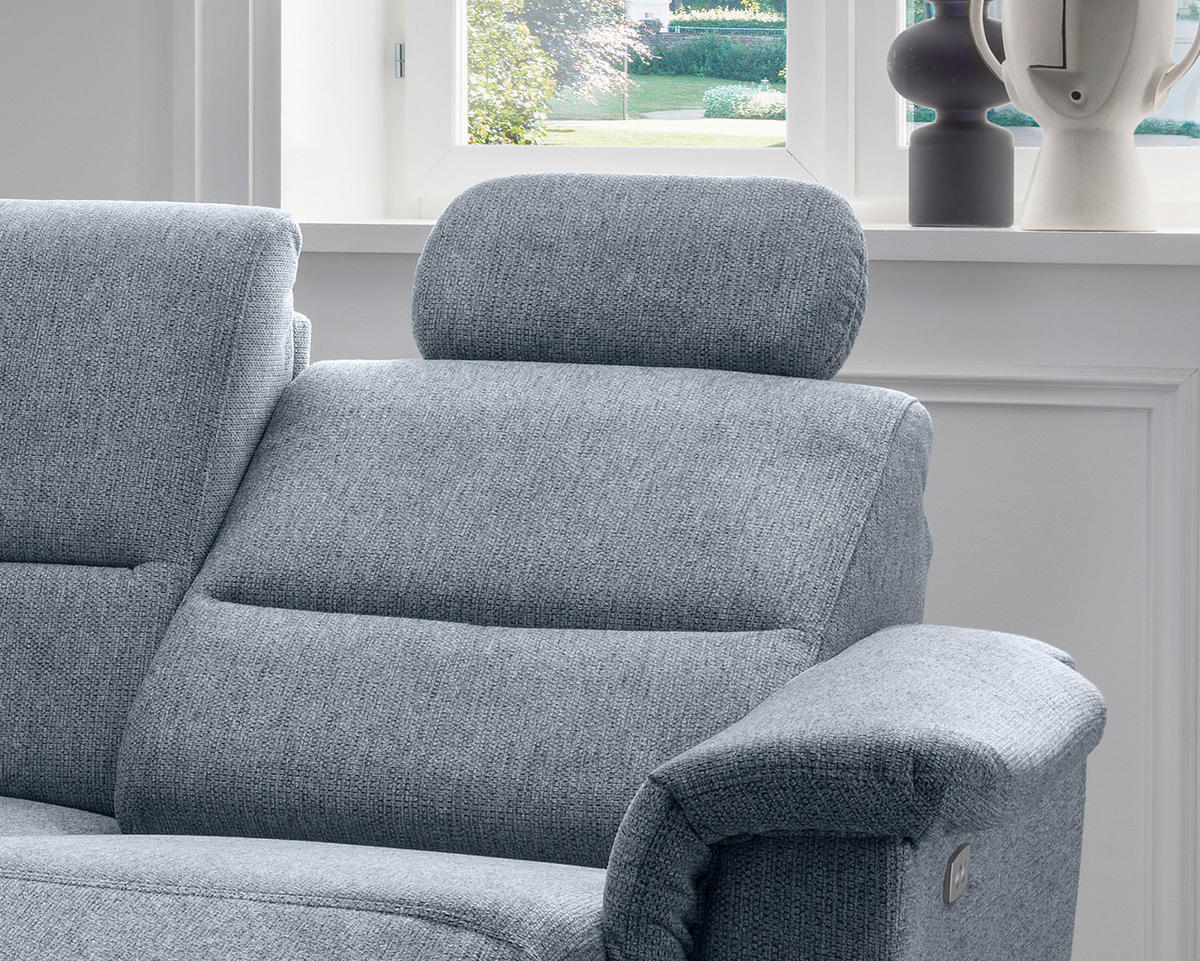 ECKSOFA in Chenille Hellblau  - Chromfarben/Hellblau, Konventionell, Textil/Metall (165/292cm) - Livetastic