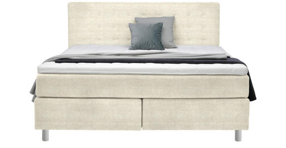 BOXSPRINGBETT 180/200 cm  in Creme  - Chromfarben/Creme, KONVENTIONELL, Kunststoff/Textil (180/200cm) - Voleo