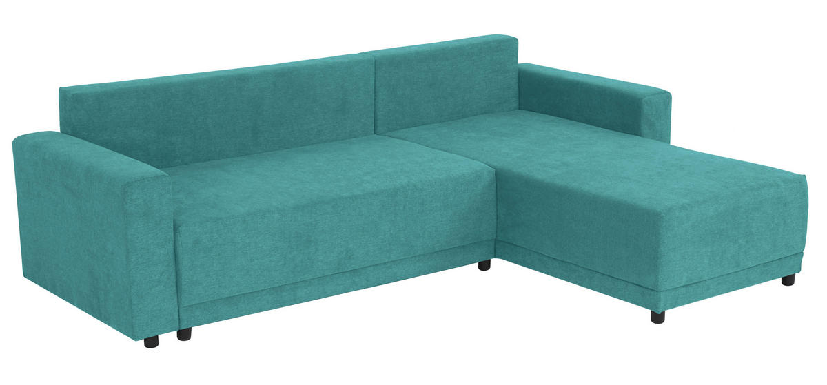 ECKSOFA in Mikrofaser Petrol  178/248 cm  - Petrol/Schwarz, Design, Kunststoff/Textil (178/248cm) - MID.YOU