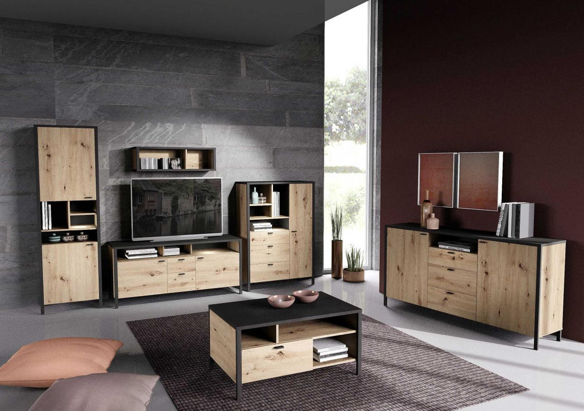 COUCHTISCH in Holzwerkstoff 95/48/59,5 cm  - Schwarz/Eiche Artisan, KONVENTIONELL, Holzwerkstoff/Kunststoff (95/48/59,5cm) - MID.YOU
