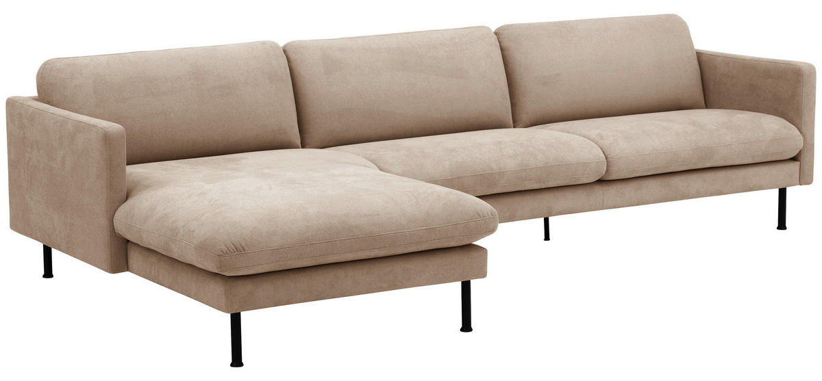 ECKSOFA in Flachgewebe Beige  - Beige/Schwarz, Modern, Textil/Metall (286/78/160cm) - Max Winzer