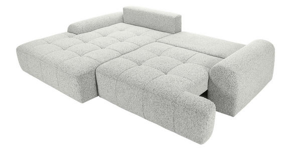 Ecksofa mit Funktion Creme Flachgewebe Zierkissen, Rückenkissen, Bettkasten, Schlaffunktion, Rücken echt, Liegefläche im Originalstoff  - Creme/Schwarz, KONVENTIONELL, Kunststoff/Textil (190/277cm) - Carryhome