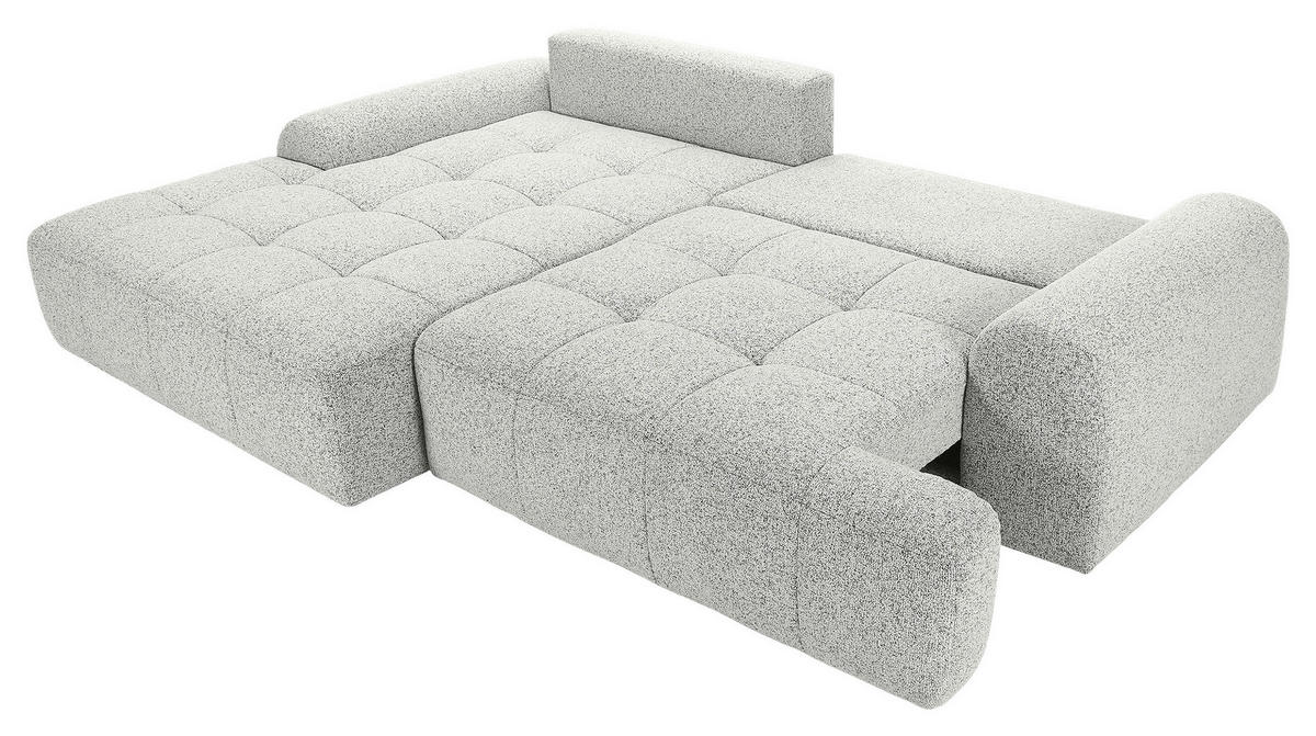 Ecksofa mit Funktion Creme Flachgewebe Zierkissen, Rückenkissen, Bettkasten, Schlaffunktion, Rücken echt, Liegefläche im Originalstoff  - Creme/Schwarz, KONVENTIONELL, Kunststoff/Textil (190/277cm) - Carryhome