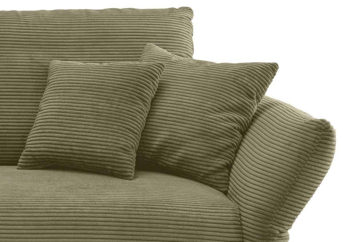 ECKSOFA in Cord Olivgrün  - Schwarz/Olivgrün, Design, Textil/Metall (294/256cm) - Livetastic