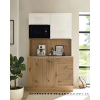 MINIKÜCHE 120/211/60 cm   in Eiche Artisan, Weiß Hochglanz  - Weiß Hochglanz/Alufarben, LIFESTYLE, Holzwerkstoff/Kunststoff (120/211/60cm) - Respekta