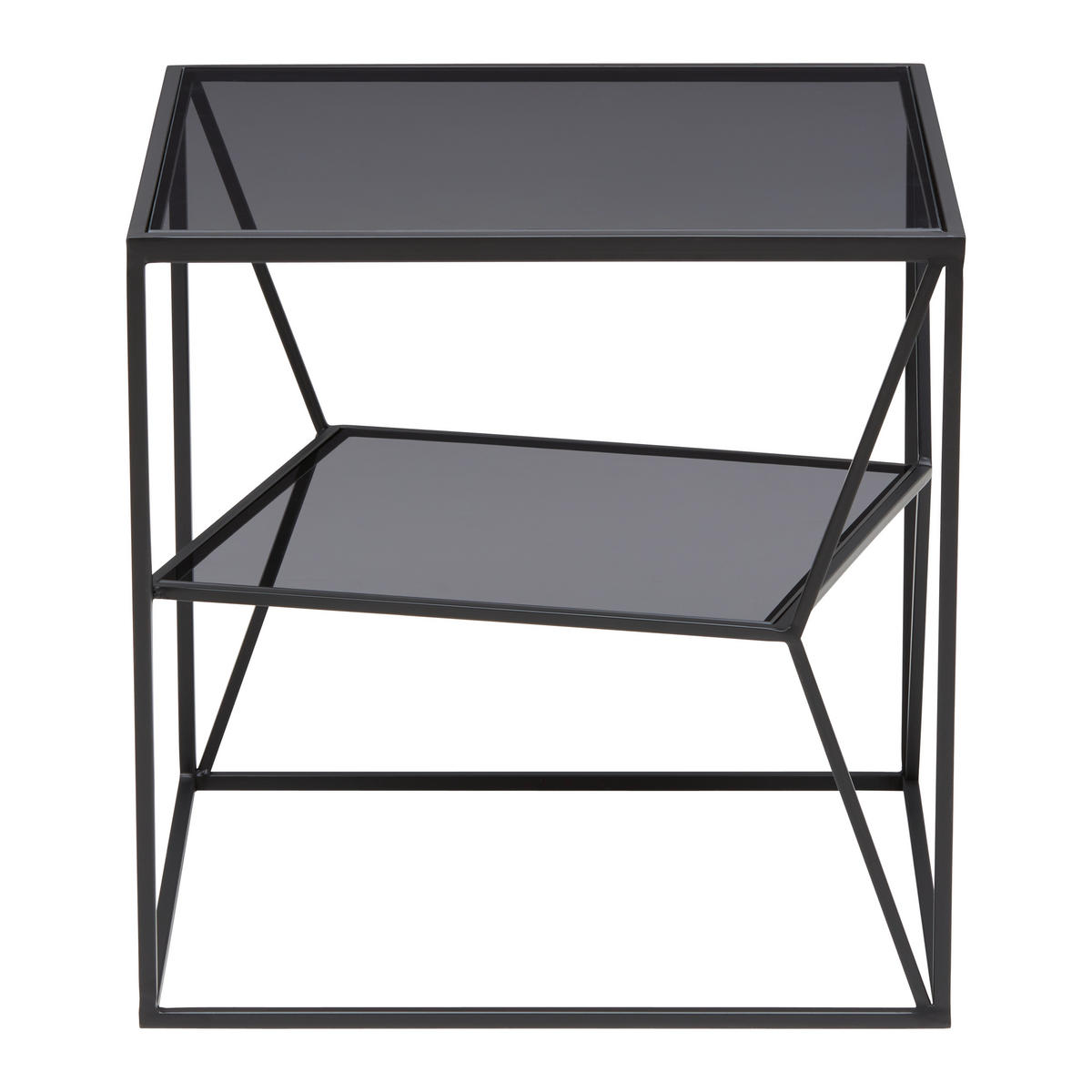 BEISTELLTISCH 40/40/45 cm Grau, Schwarz quadratisch  - Schwarz/Grau, Design, Glas/Metall (40/40/45cm) - Landscape