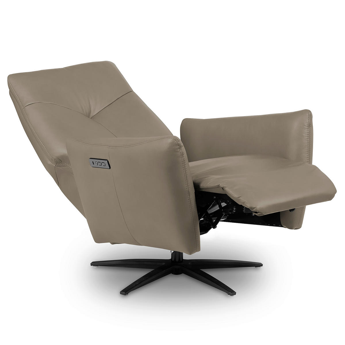 RELAXSESSEL Leder Taupe  - Taupe/Schwarz, Design, Leder/Metall (76/107/88cm) - Livetastic