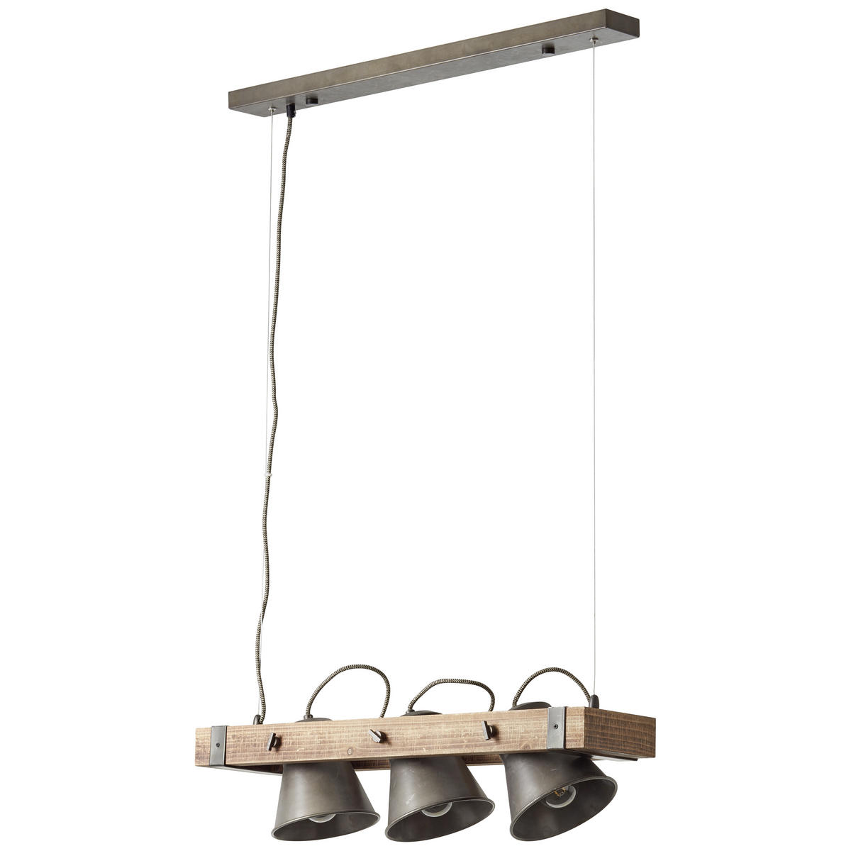 Hängeleuchte 70/115 cm  - Schwarz, Design, Holz/Metall (70/115cm) - Brilliant