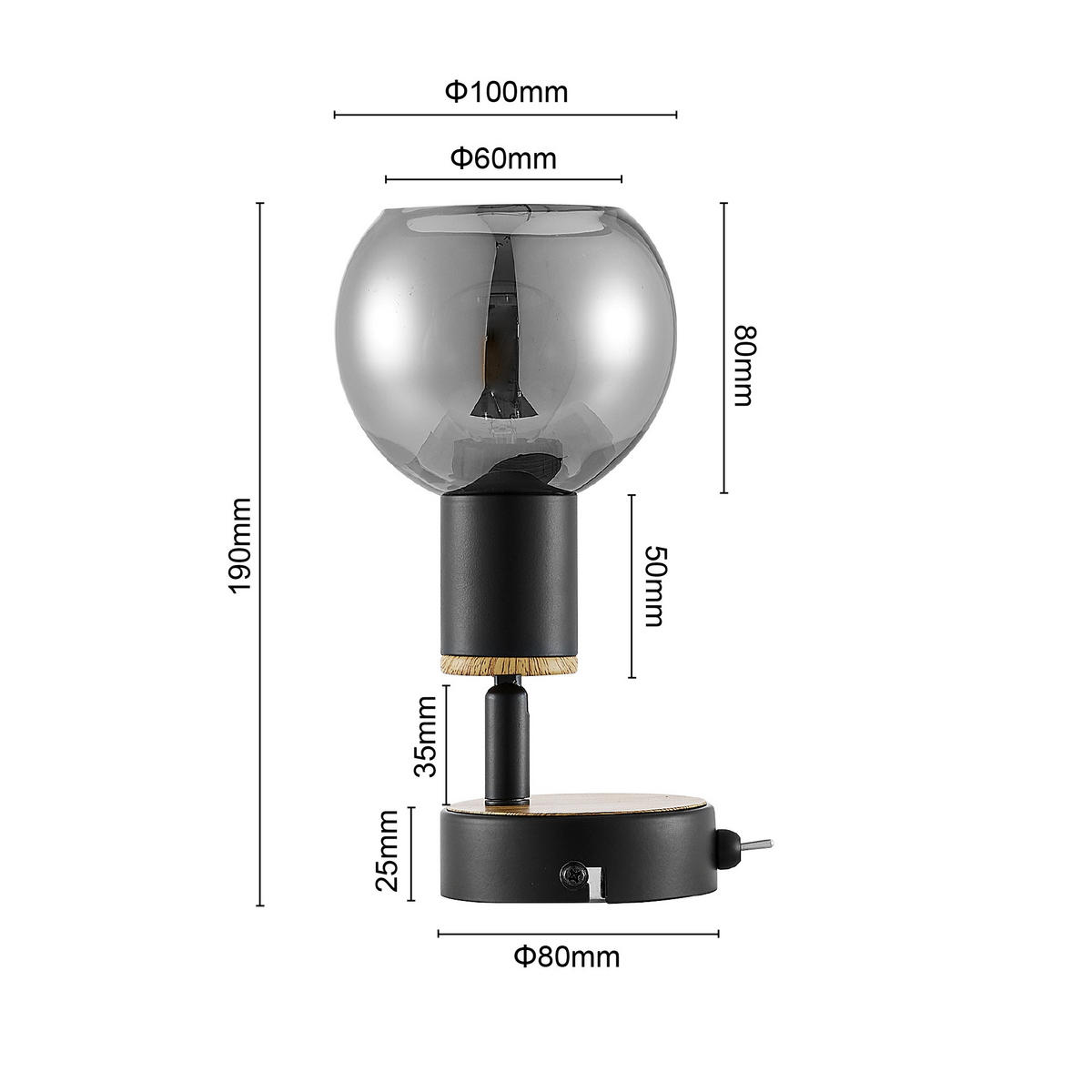 Proiector 10/18 cm    - culoare lemn frasin/negru, Basics, sticlă/metal (10/18cm) - Novel