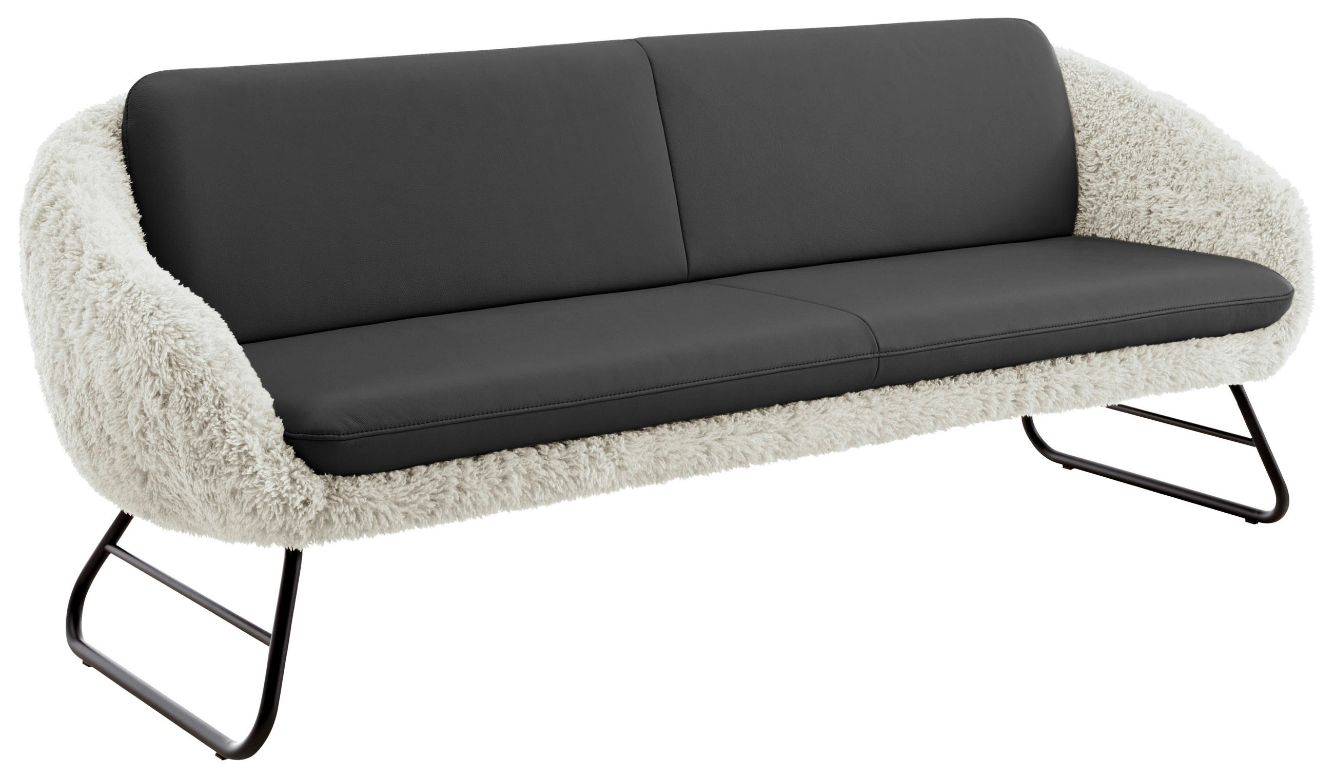 SITZBANK 219/87/78 cm  in Dunkelbraun, Beige  - Dunkelbraun/Beige, Design, Leder/Textil (219/87/78cm) - Koinor