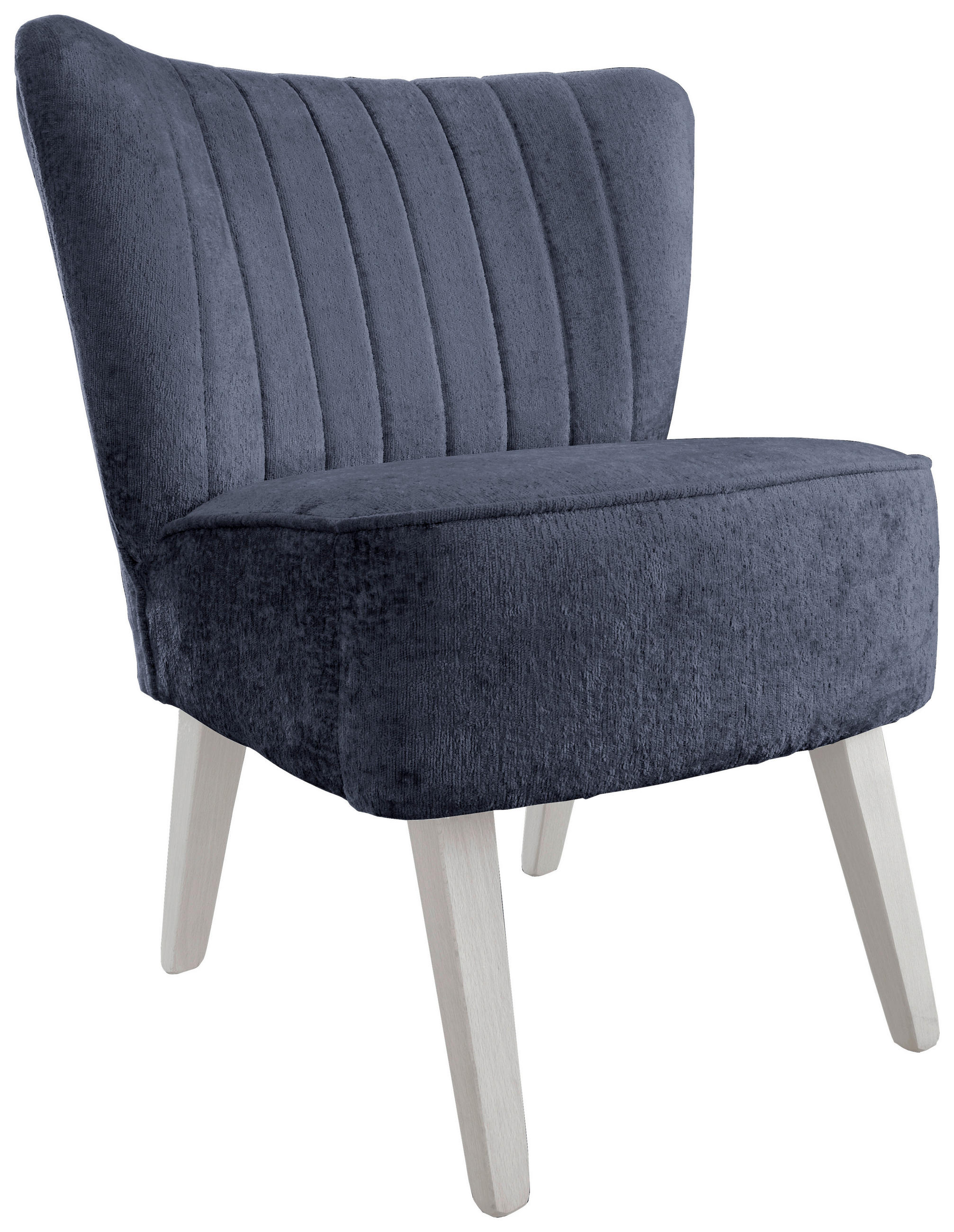 SESSEL Webstoff, Teddystoff Dunkelblau    - Weiß/Dunkelblau, MODERN, Holz/Textil (64/80/66cm) - Livetastic