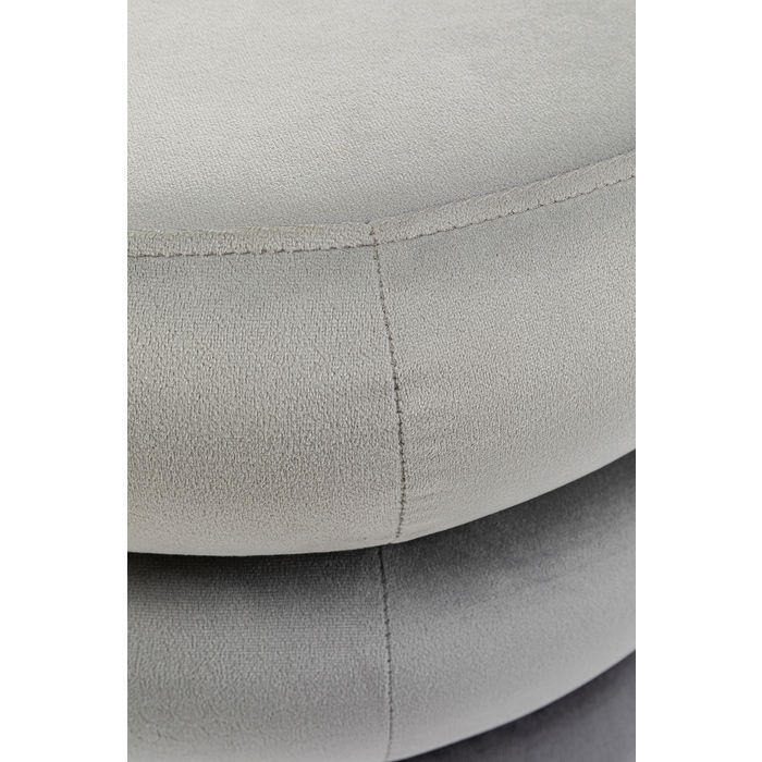HOCKER Samt Grau, Hellgrau  - Hellgrau/Alufarben, Trend, Textil/Metall (40/45/40cm) - Kare-Design