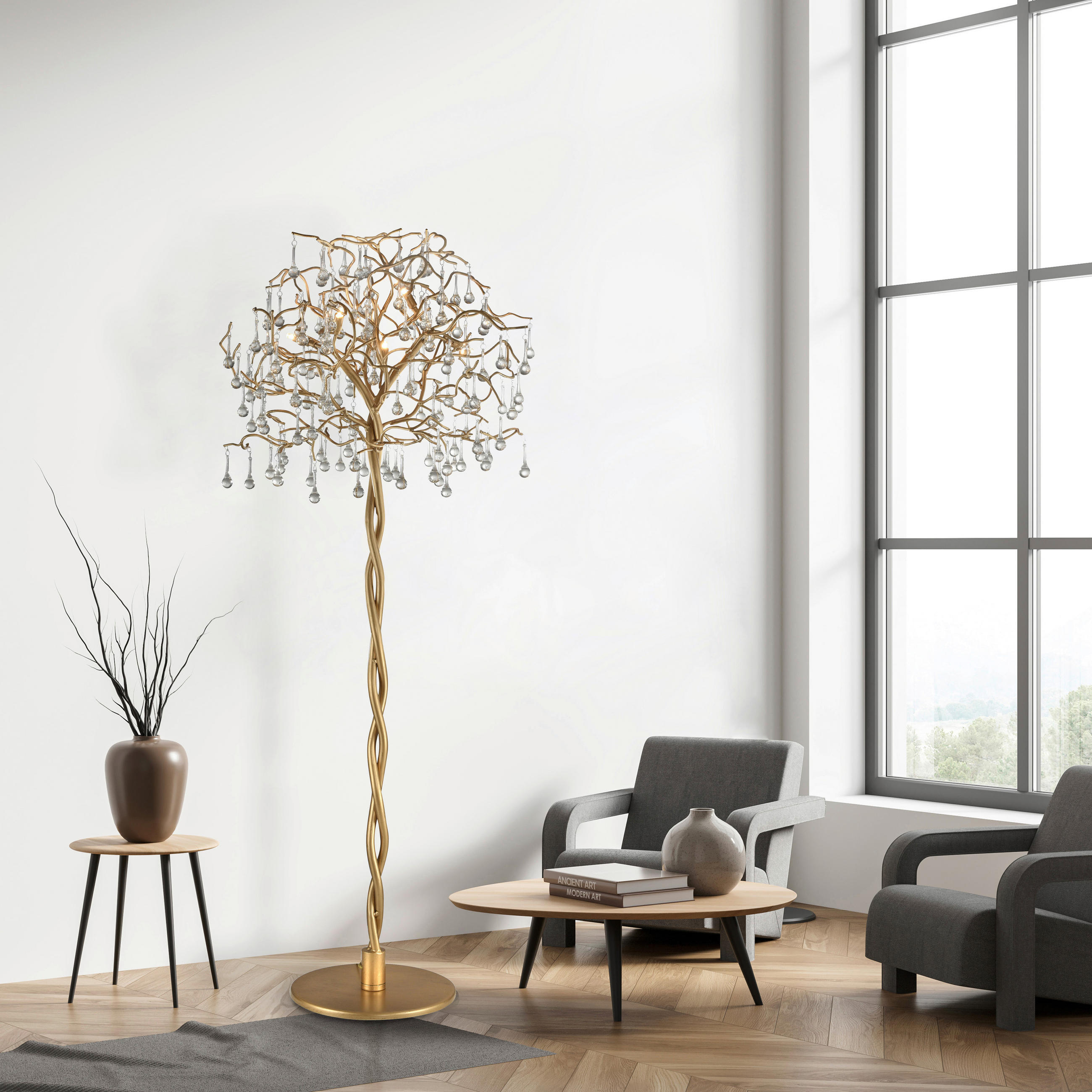 LAMPADAR - alămiu, Lifestyle, sticlă/metal (70/70/180cm)