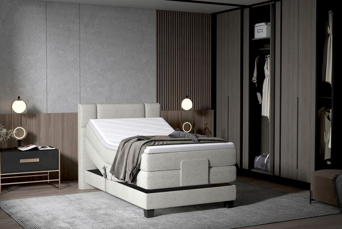 BOXSPRINGBETT 100/200 cm  in Beige  - Beige/Schwarz, KONVENTIONELL, Holz/Kunststoff (100/200cm) - Esposa