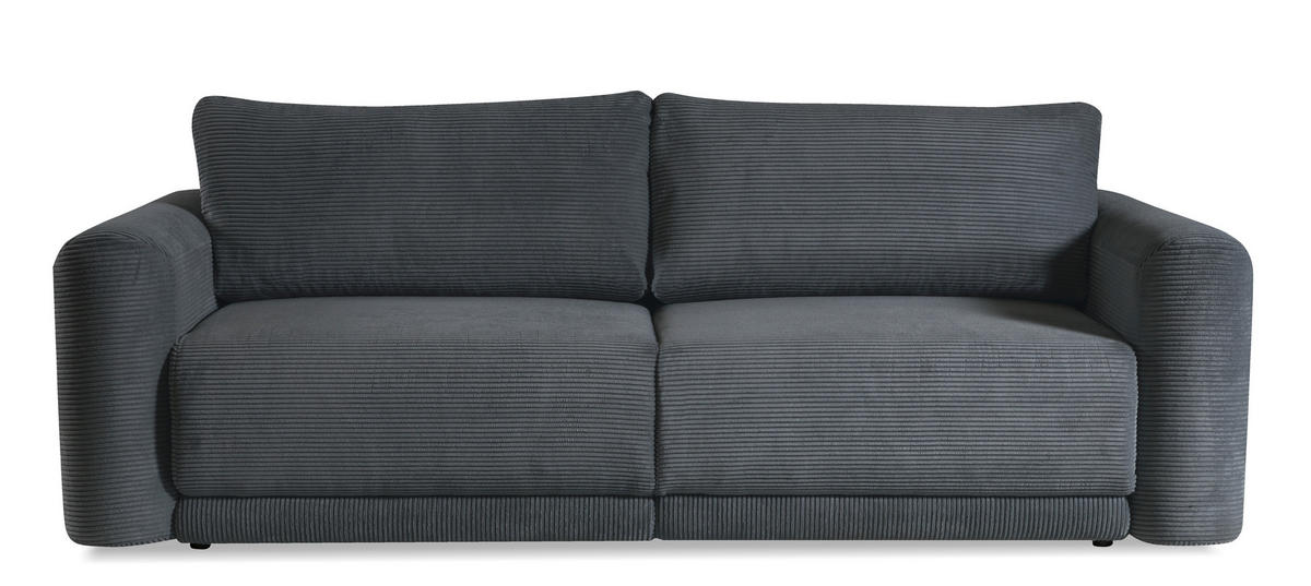 SCHLAFSOFA NORMAN  mit gerippt Grau  - Schwarz/Grau, Design, Kunststoff/Textil (252/93/167cm) - Livetastic