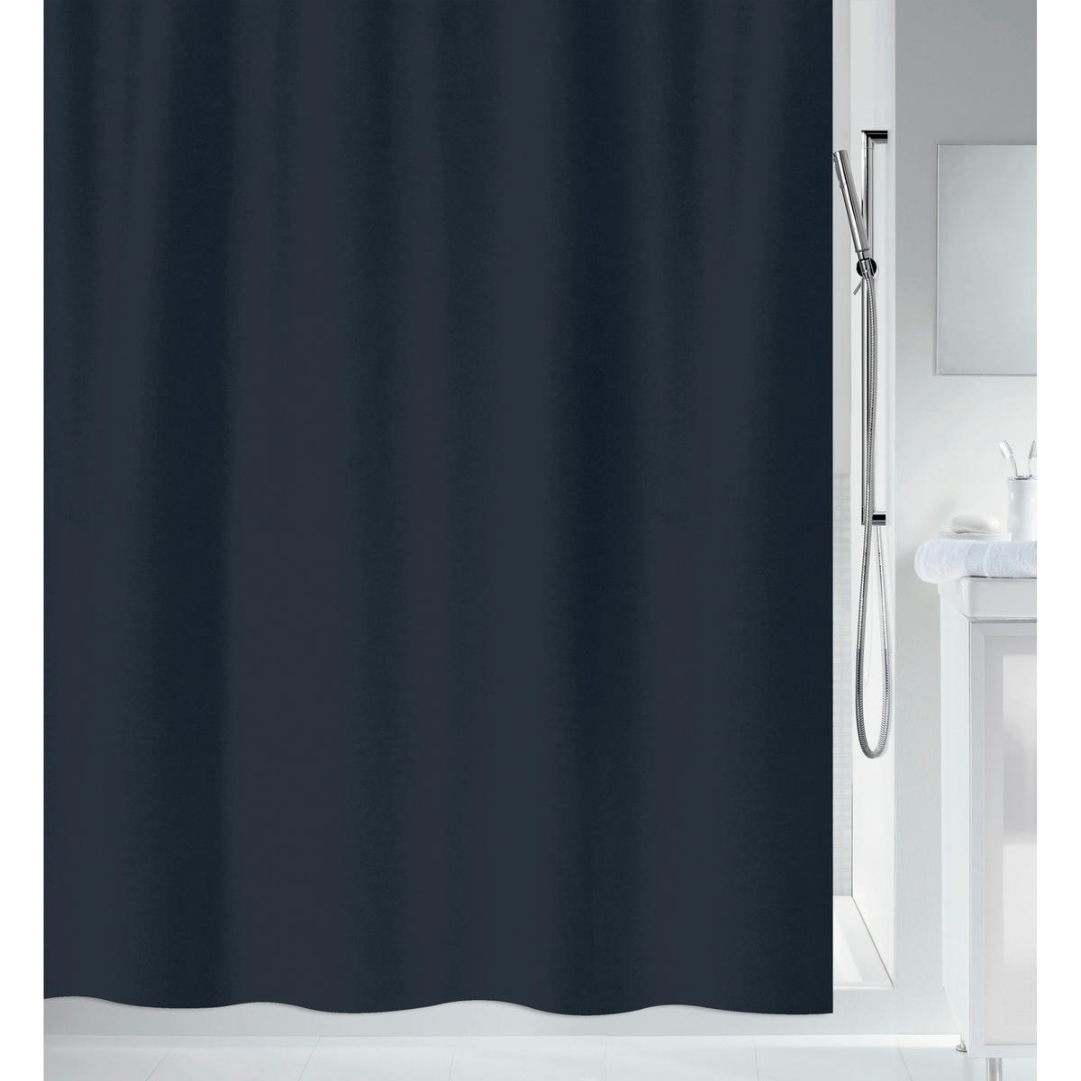 DUSCHVORHANG PRIMO 180/200 cm  - Schwarz, Basics, Textil (180/200cm) - Spirella