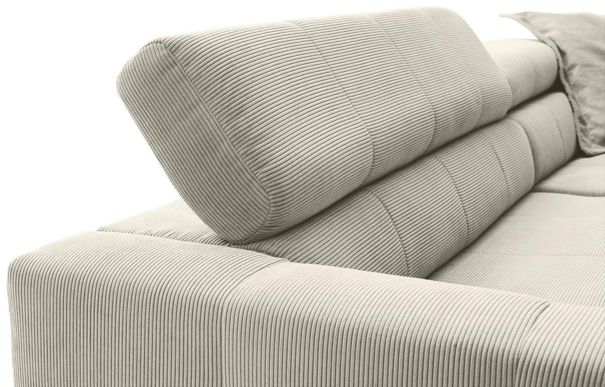 ECKSOFA in Cord Naturfarben  - Schwarz/Naturfarben, Konventionell, Textil/Metall (311/219cm) - Hom`in