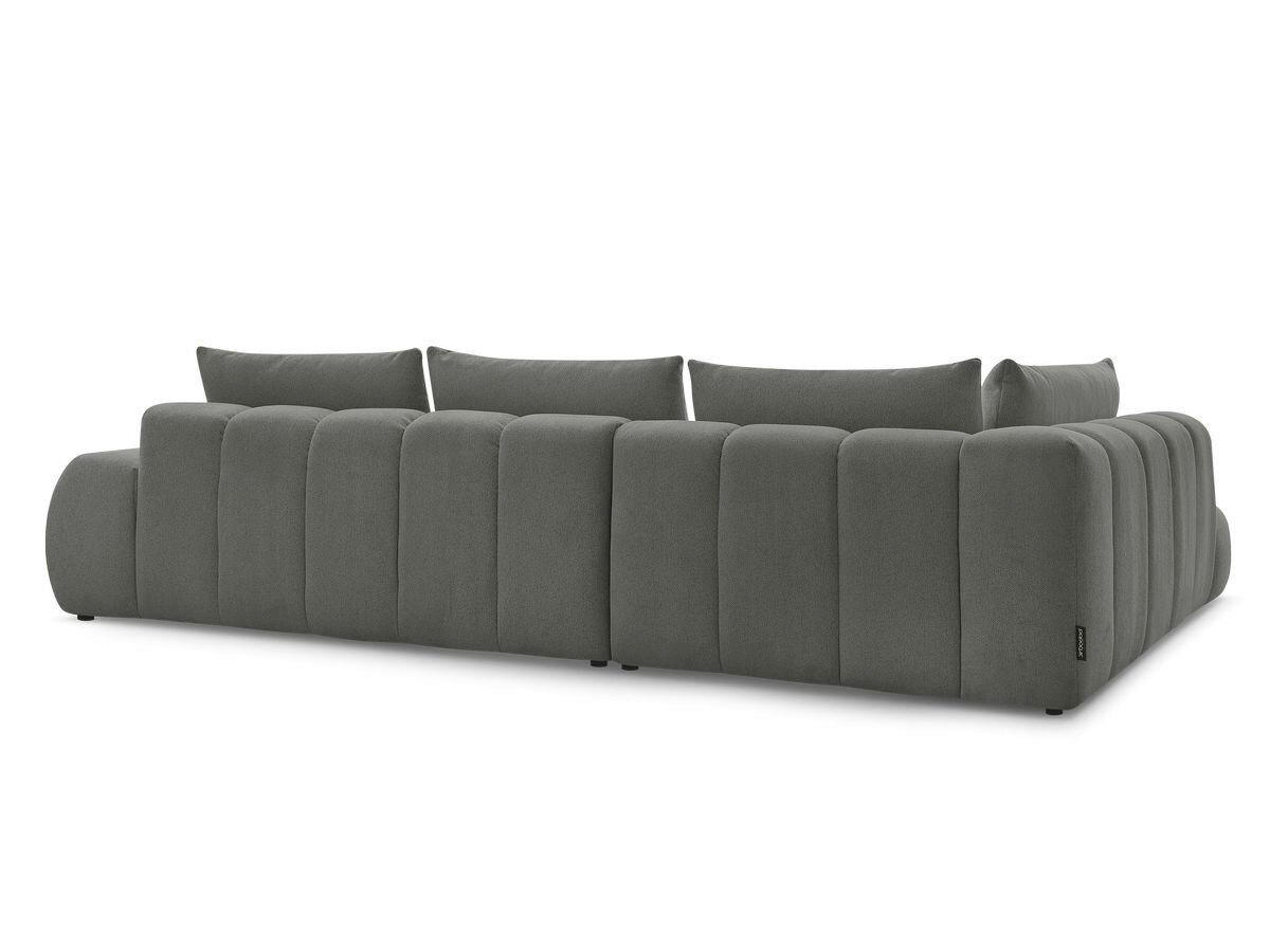 ECKSOFA Ottomane links  EVEREST Dunkelgrau Flachgewebe  - Dunkelgrau/Schwarz, MODERN, Kunststoff/Textil (210/352cm)