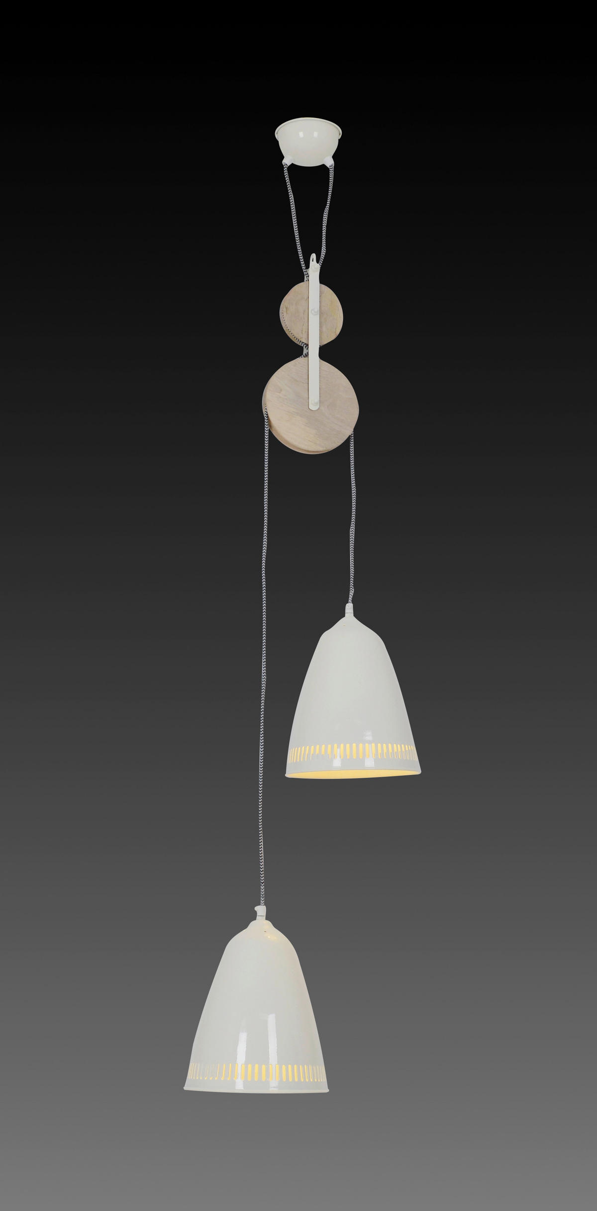 HÄNGELEUCHTE Jaipur 21/110 cm   - Weiß, KONVENTIONELL, Holz/Metall (21/110cm) - Näve