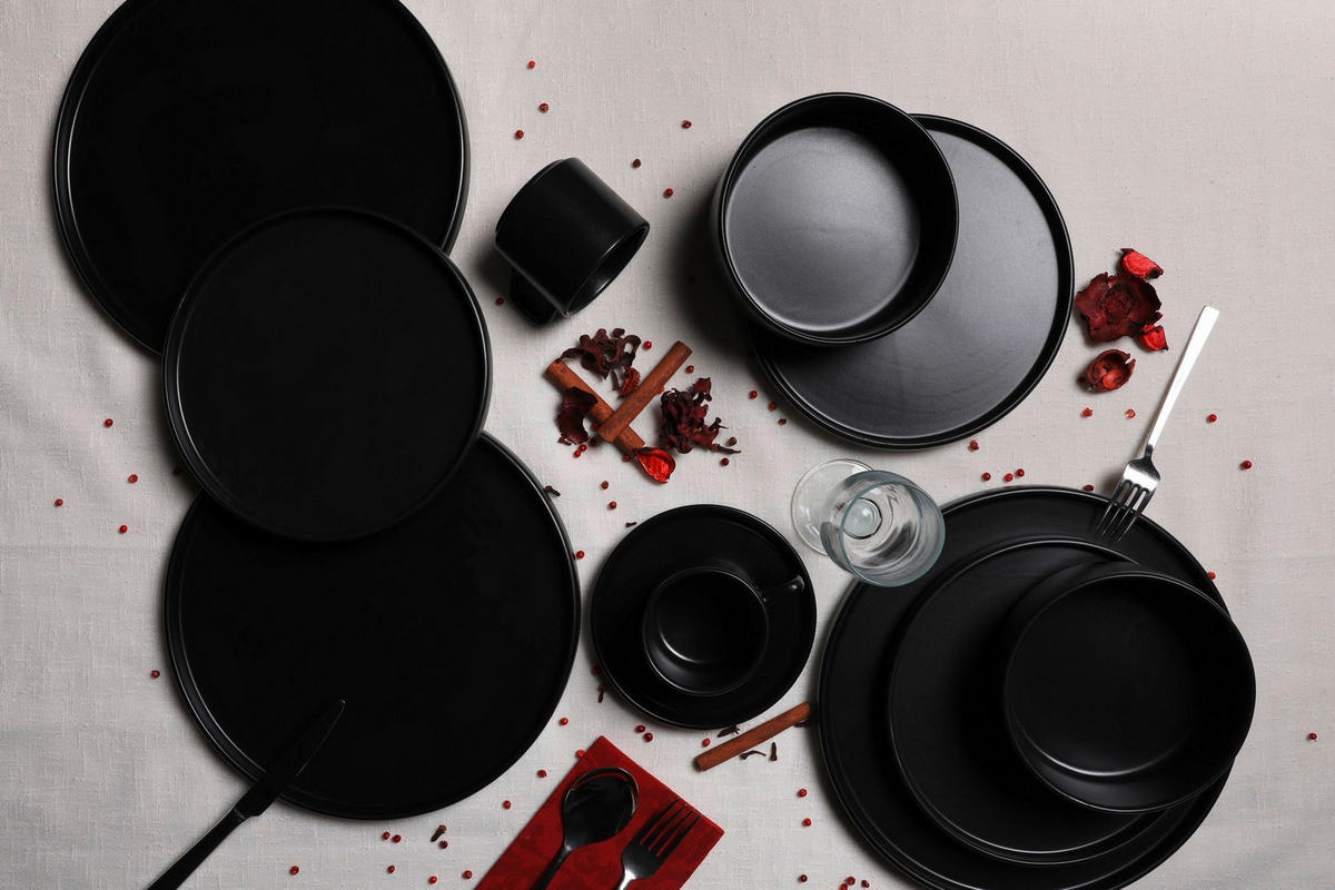 KOMBISERVICE Schwarz 20-teilig 4 Personen  - Schwarz, Basics, Keramik - P & B