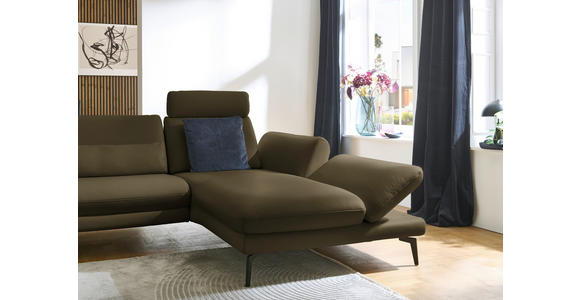 ECKSOFA in Echtleder Grün 308/195 cm - Schwarz/Grün, Design, Leder/Metall (308/195cm) - Dieter Knoll