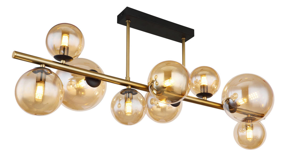 LED-DECKENLEUCHTE 3,5 W    87/30/38 cm  - Messingfarben/Schwarz, Design, Glas/Metall (87/30/38cm) - Globo