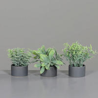 UMETNA RASTLINA - siva/zelena, Basics, umetna masa/keramika (7cm)