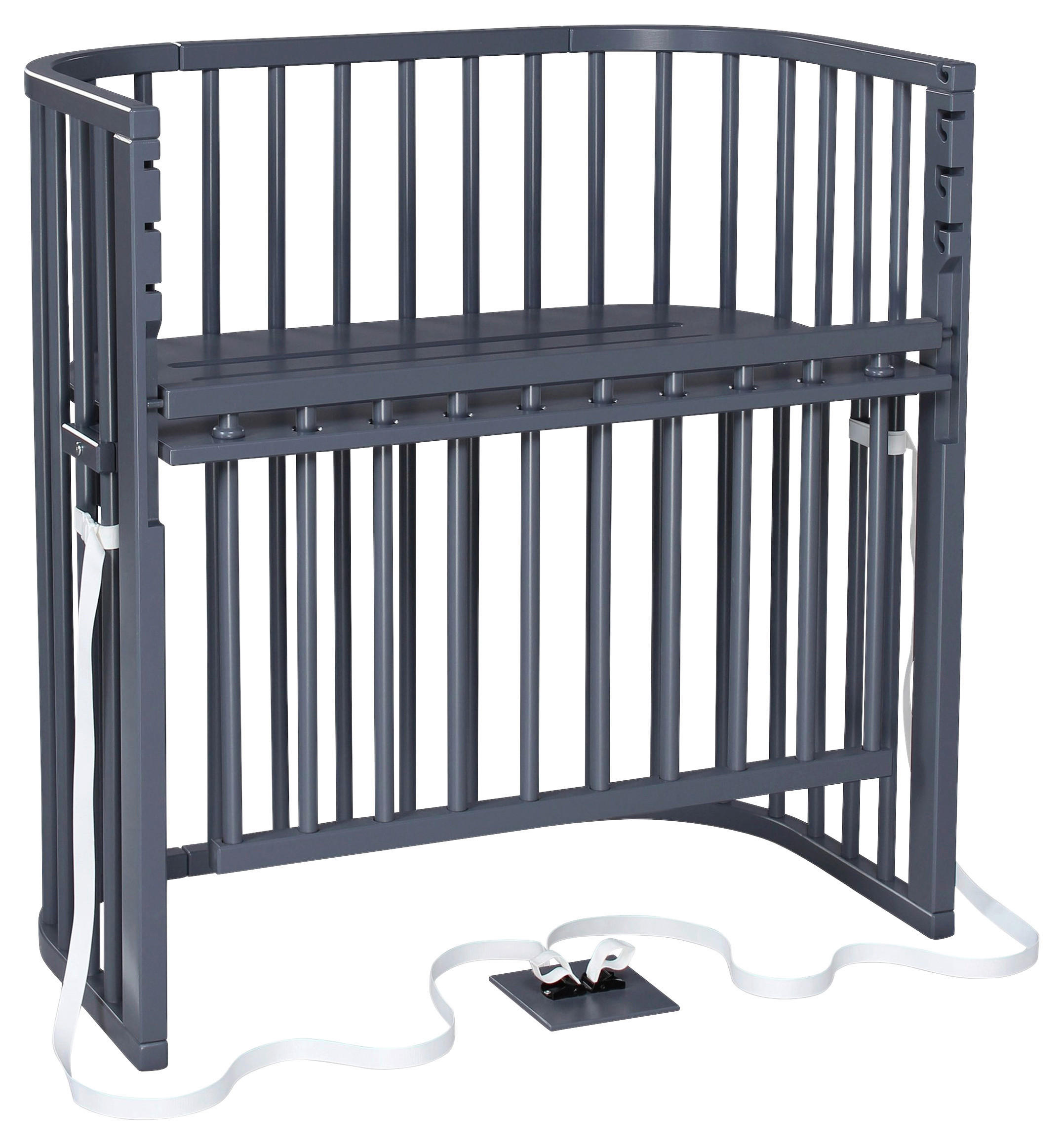 BEISTELLBETT Boxspring Comfort Plus  - Schieferfarben/Grau, Basics, Holz (56,5/96,5/96cm) - Babybay